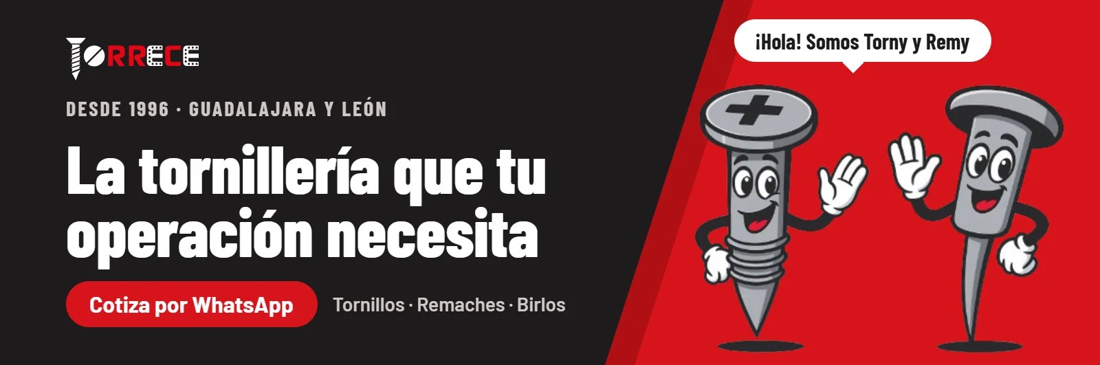 Torny y Remy, mascotas de Torrece: la tornillería que tu operación necesita