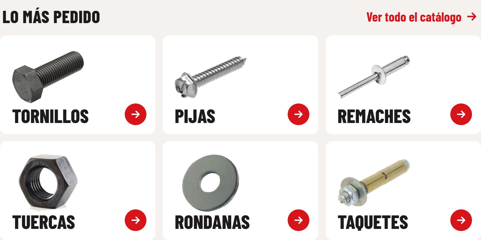 Lo más pedido en Torrece: tornillos, pijas, remaches, tuercas, rondanas y taquetes
